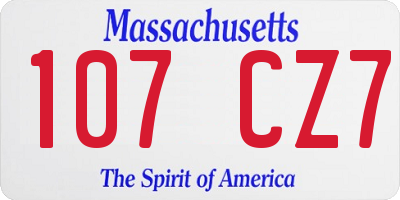MA license plate 107CZ7