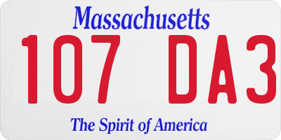 MA license plate 107DA3