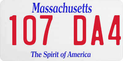 MA license plate 107DA4