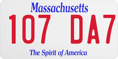 MA license plate 107DA7