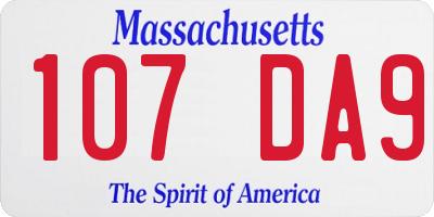 MA license plate 107DA9