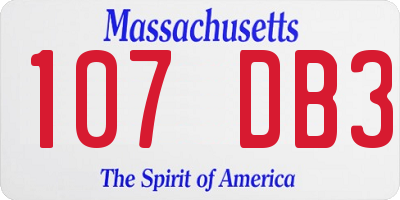 MA license plate 107DB3