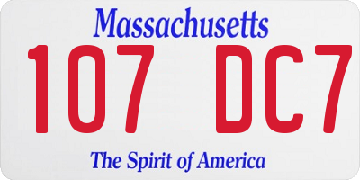 MA license plate 107DC7