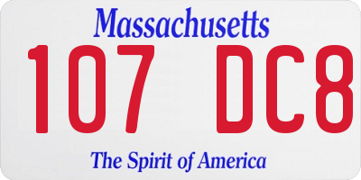 MA license plate 107DC8