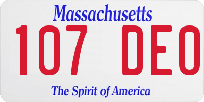MA license plate 107DE0