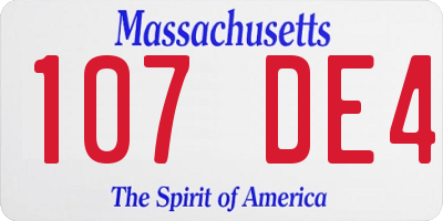 MA license plate 107DE4