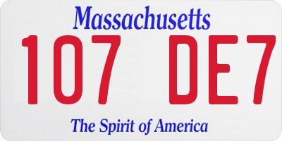 MA license plate 107DE7