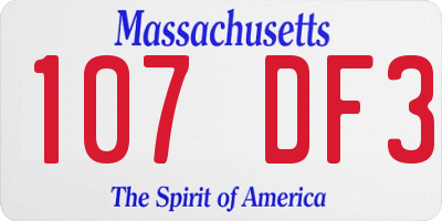 MA license plate 107DF3