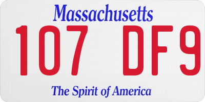 MA license plate 107DF9