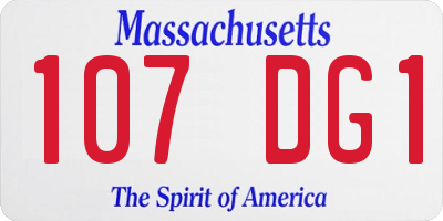 MA license plate 107DG1