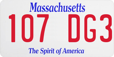 MA license plate 107DG3