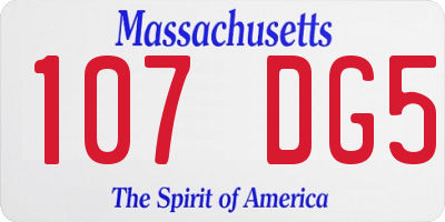 MA license plate 107DG5