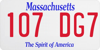 MA license plate 107DG7