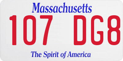 MA license plate 107DG8