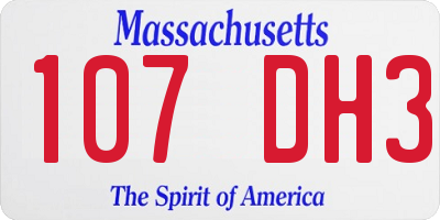 MA license plate 107DH3