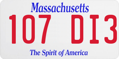 MA license plate 107DI3