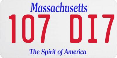 MA license plate 107DI7