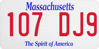 MA license plate 107DJ9