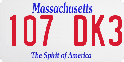 MA license plate 107DK3