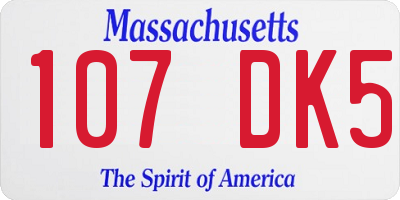 MA license plate 107DK5