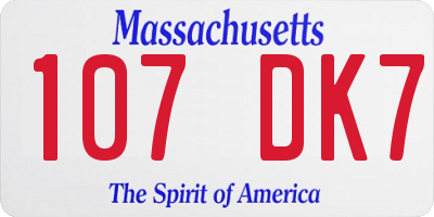MA license plate 107DK7