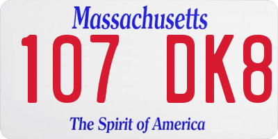 MA license plate 107DK8