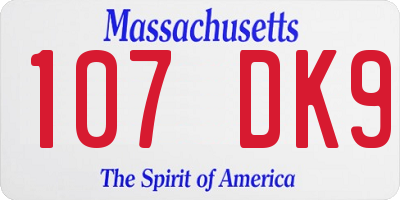MA license plate 107DK9