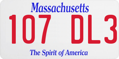 MA license plate 107DL3