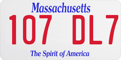 MA license plate 107DL7