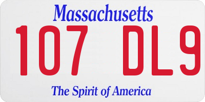 MA license plate 107DL9