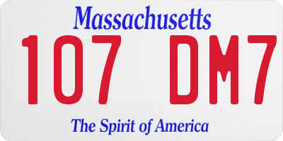 MA license plate 107DM7