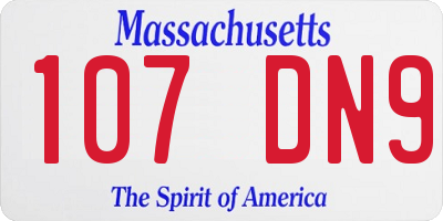 MA license plate 107DN9