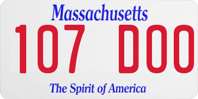 MA license plate 107DO0