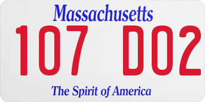 MA license plate 107DO2