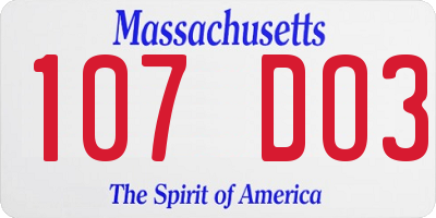 MA license plate 107DO3
