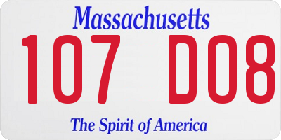 MA license plate 107DO8