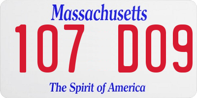 MA license plate 107DO9