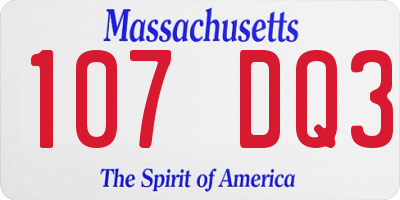 MA license plate 107DQ3