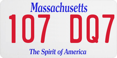 MA license plate 107DQ7