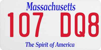 MA license plate 107DQ8