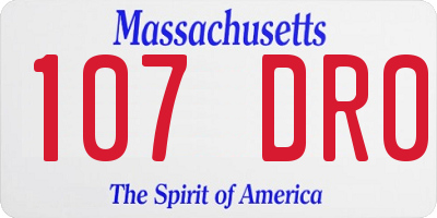 MA license plate 107DR0