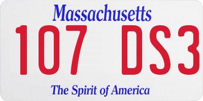 MA license plate 107DS3