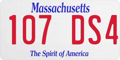 MA license plate 107DS4