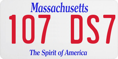 MA license plate 107DS7