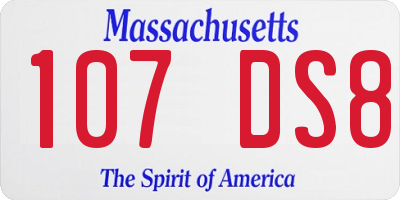 MA license plate 107DS8
