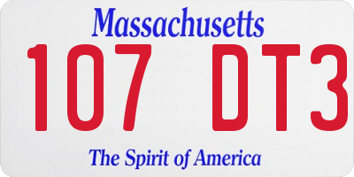 MA license plate 107DT3