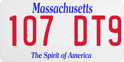 MA license plate 107DT9