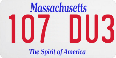 MA license plate 107DU3