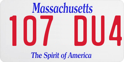 MA license plate 107DU4