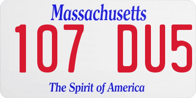 MA license plate 107DU5
